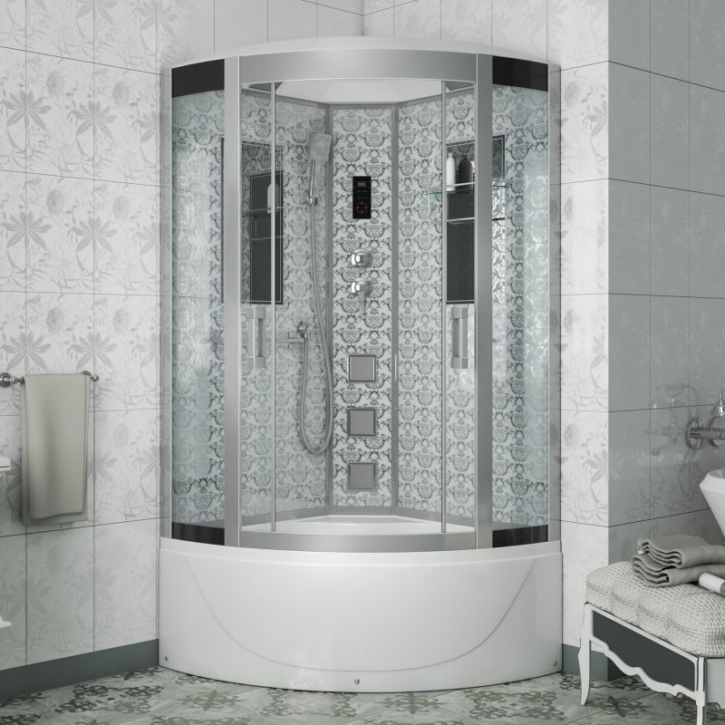 Душевая кабина Niagara Luxe NG-7790W 90x90, стекло прозрачное, профиль серебро, с крышей, с гидромассажем, с пультом управления