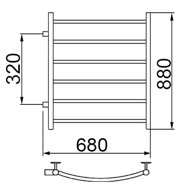 Полотенцесушитель Ника Arc ЛД 80x60 водяной, межосевое расстояние 32 см, цвет хром - фото 1