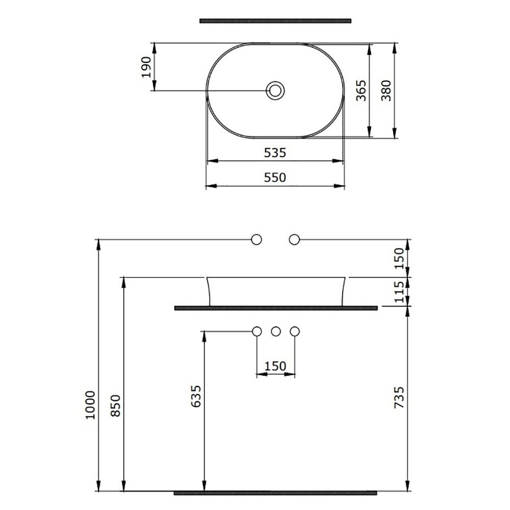 Раковина Berges Ego SL 181212 накладная, 55x38 см, цвет антрацит матовый - фото 1