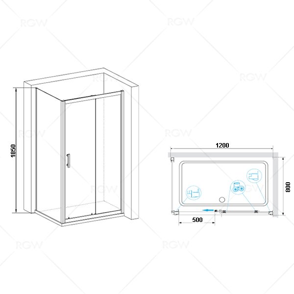 Душевой уголок RGW Passage PA-145 120x80, стекло прозрачное, профиль хром - фото 1
