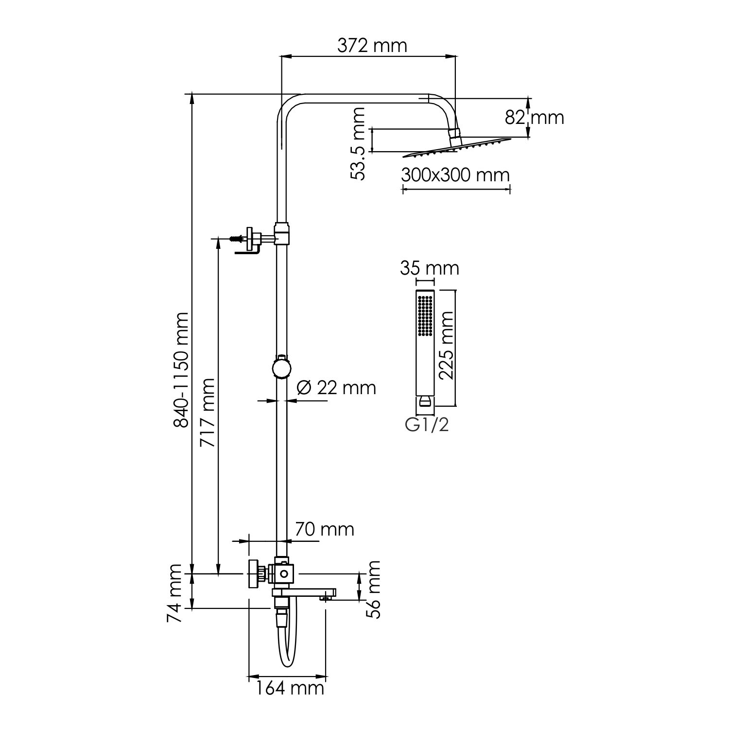 Душевая стойка WasserKRAFT A199.118.103.087.CH Thermo, с верхним душем, термостатическим смесителем, цвет хром - фото 1