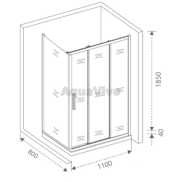 Душевой уголок Good Door Orion WTW+SP-C-CH 110x80, стекло прозрачное, профиль хром - фото 1