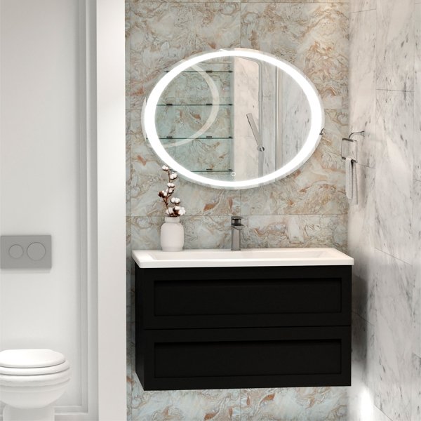 Мебель для ванной Art & Max Platino 90 подвесная, цвет серый матовый