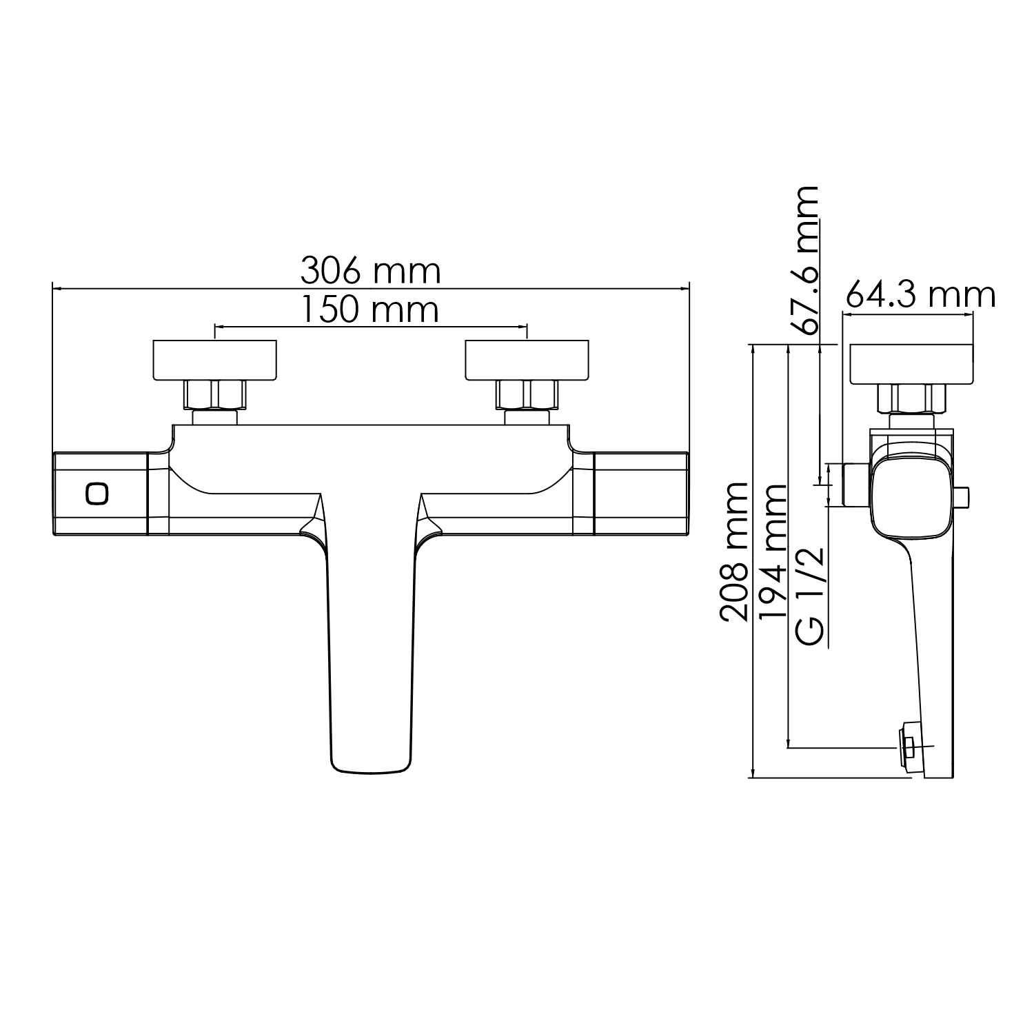 Смеситель WasserKRAFT Naab 8611 Thermo для ванны с душем, термостатический, цвет хром