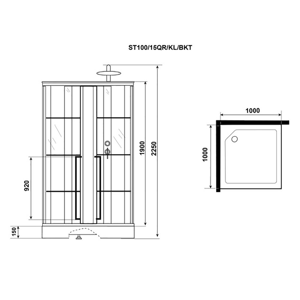 Душевая кабина Niagara Standart ST100/15QR/KL/BKT 100х100, правая, стекло прозрачное, профиль черный