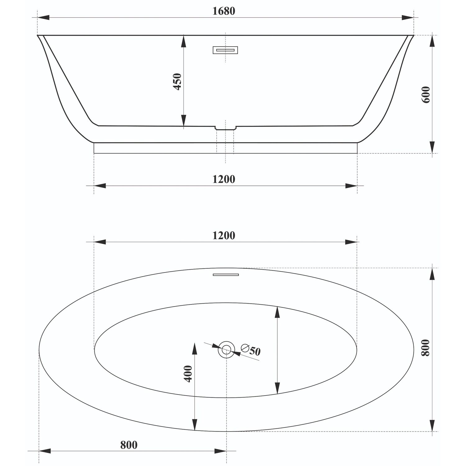 Ванна CeruttiSPA Greta MW CT10517 170x80 акриловая, цвет белый матовый - фото 1