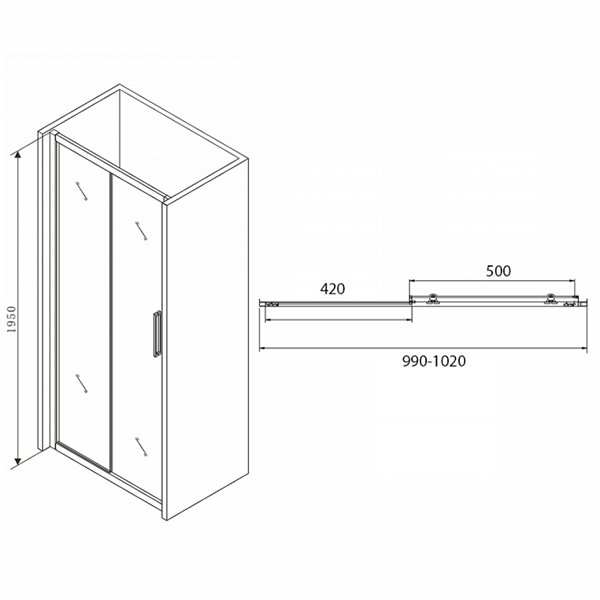 Душевая дверь Abber Schwarzer Diamant AG30100BH 100x195, стекло прозрачное, профиль черный