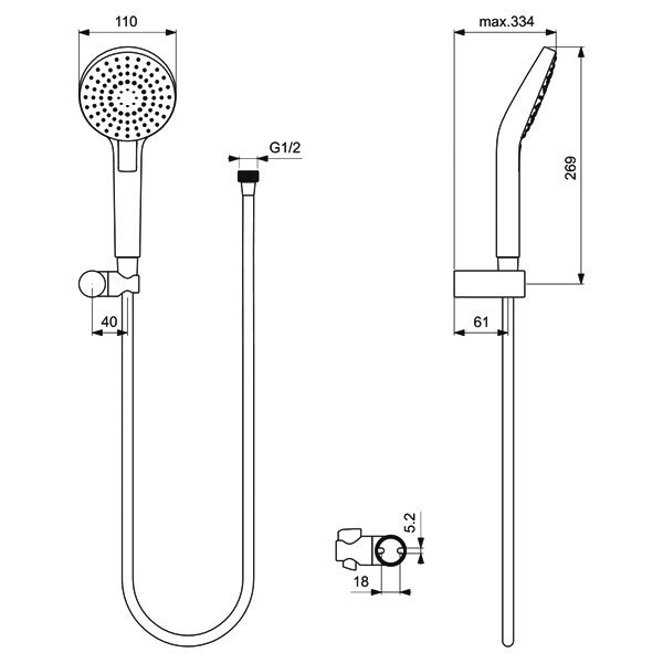 Душевой комплект Ideal Standard Ceraflex BC447AA, встраиваемый, цвет хром