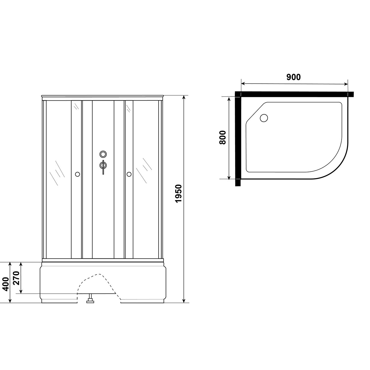 Душевая кабина Niagara Eco E90/80/40L/TN/BK 90х80, левая, стекло тонированное, профиль серебро, без крыши