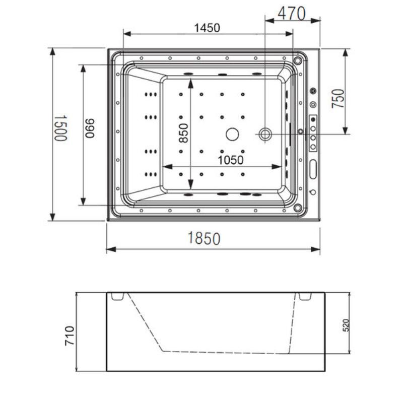 Ванна Gemy G9268 K 185x150 акриловая, с гидромассажем, аэромассажем и хромотерапией, цвет белый