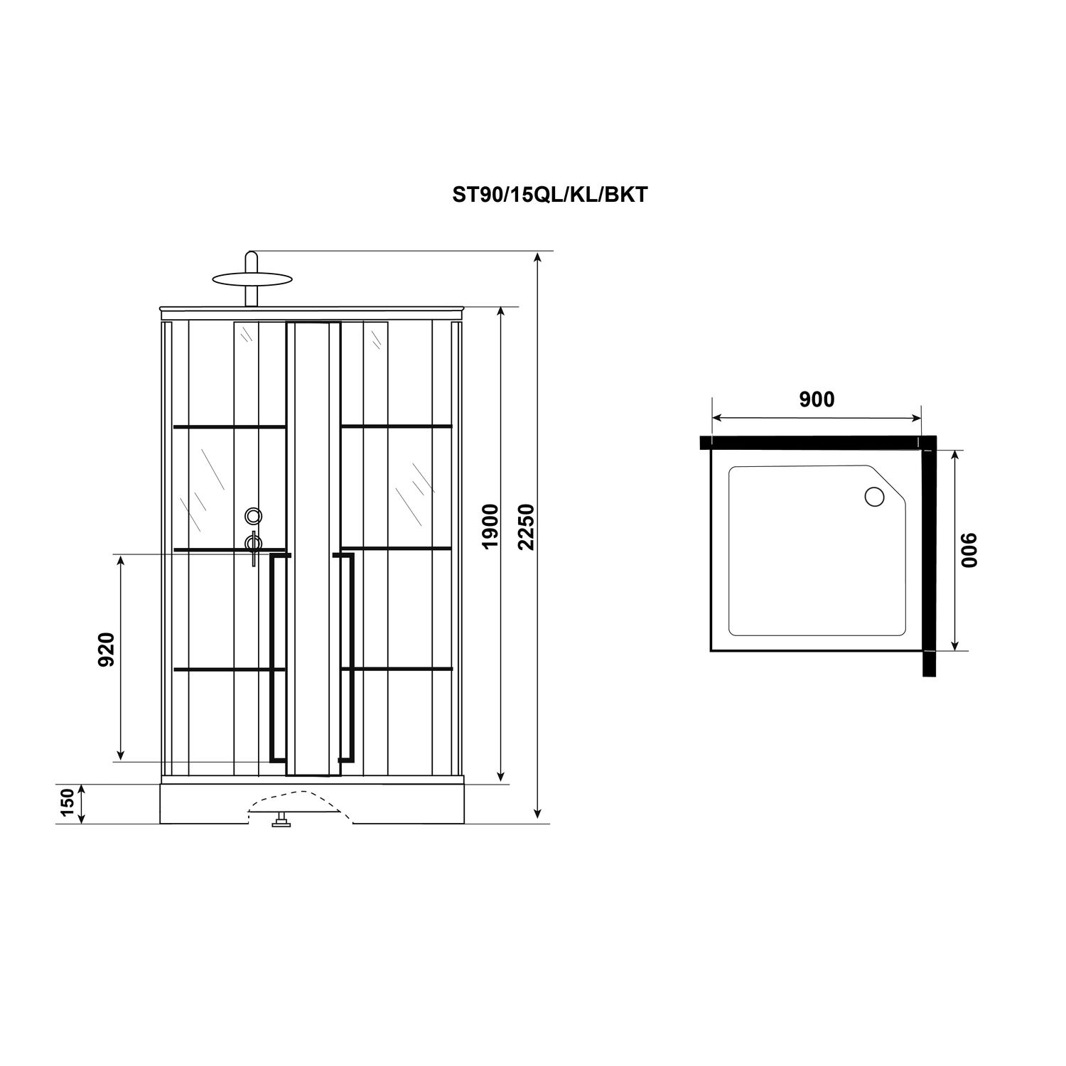 Душевая кабина Niagara Standart ST90/15QL/KL/BKT 90х90, левая, стекло прозрачное с рисунком, профиль черный матовый - фото 1