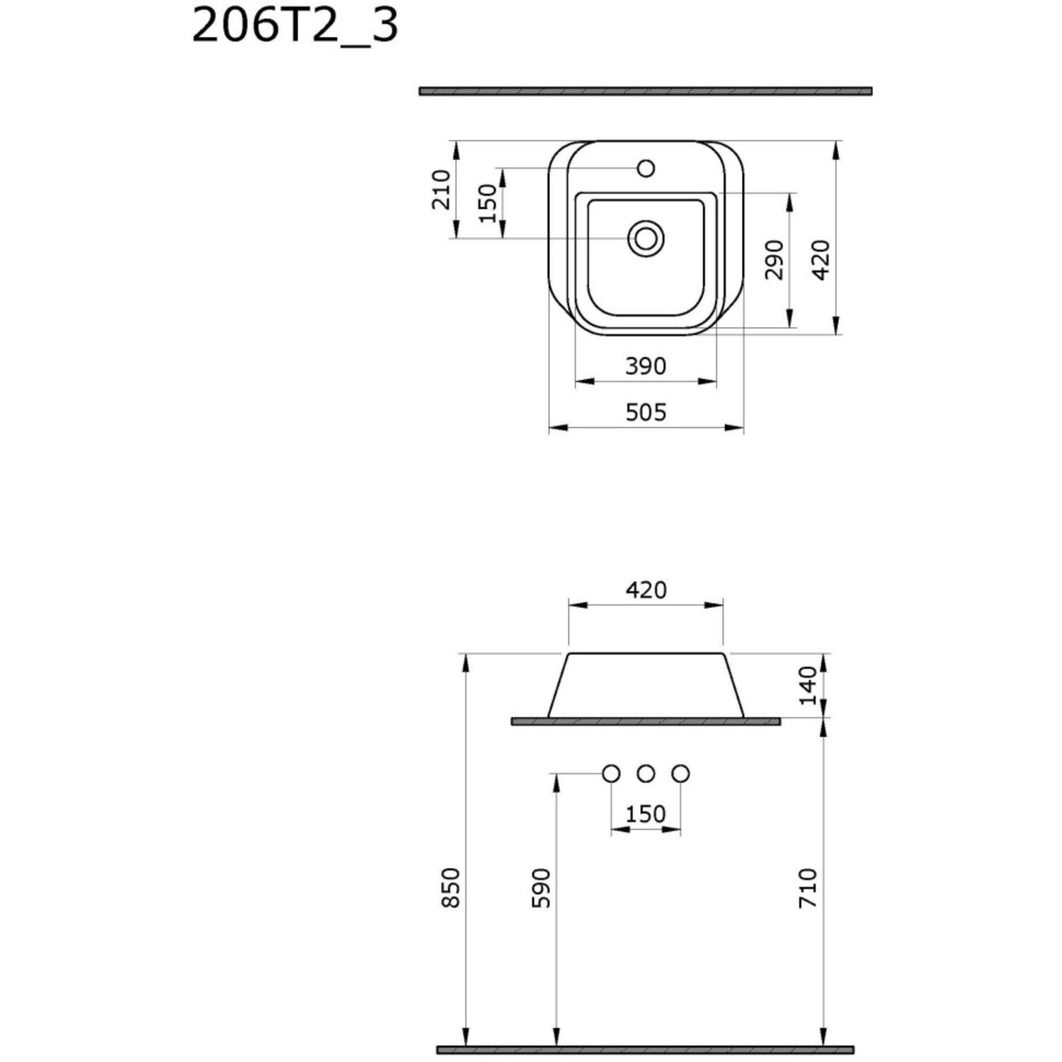 Раковина Ambassador Benefit 206T20003 накладная, 51x42 см, цвет белый глянцевый