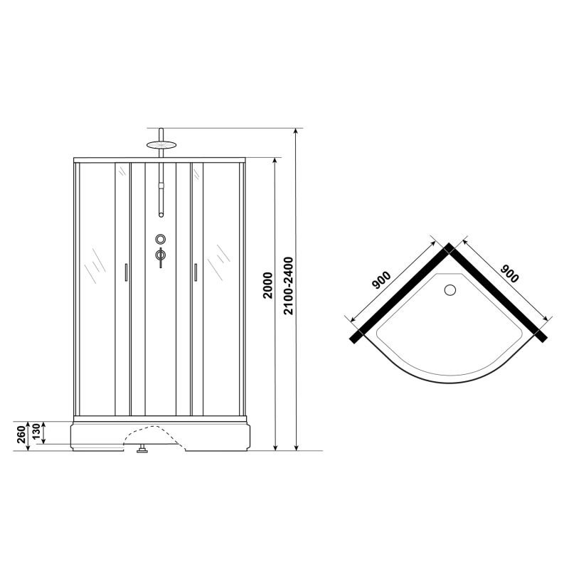 Душевая кабина Niagara Classic NG-3301-14BKT 90x90, стекло матовое, профиль серебро, без крыши