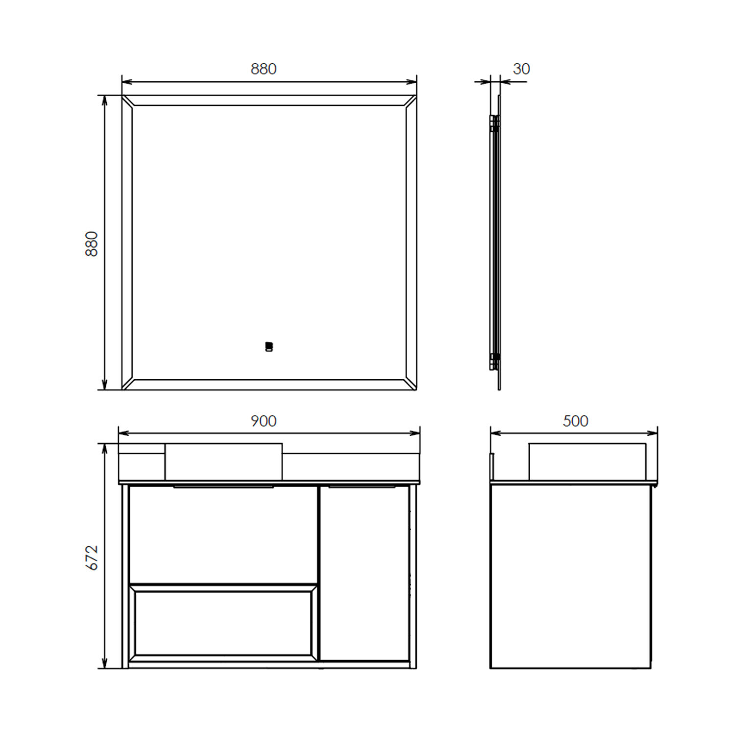 Зеркало Comforty Джанкой 90x88, с подсветкой, функцией антизапотевания - фото 1