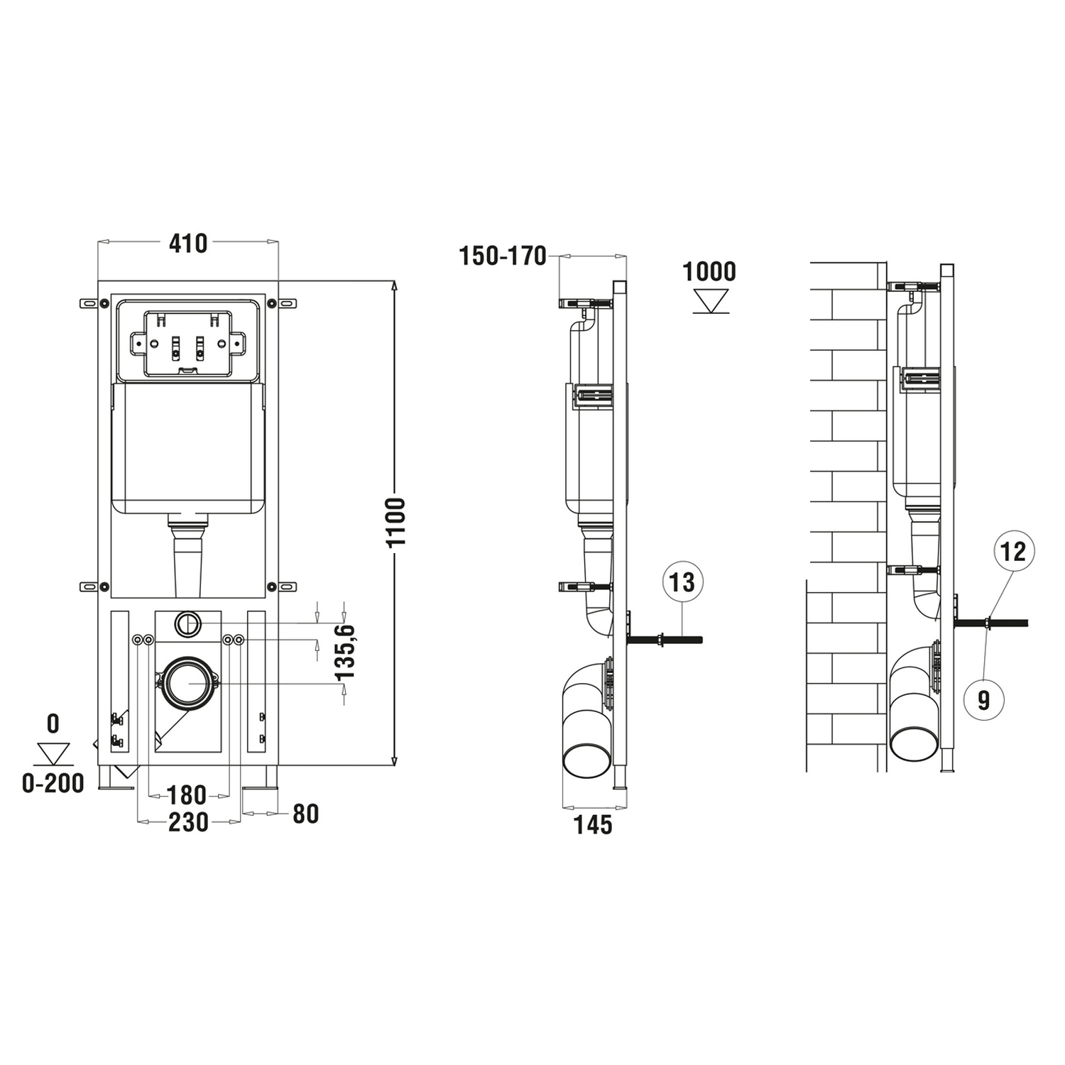 Инсталляция Weltwasser Marberg 410 SE WT для подвесного унитаза, с белой кнопкой смыва 410 SE GL-WT - фото 1