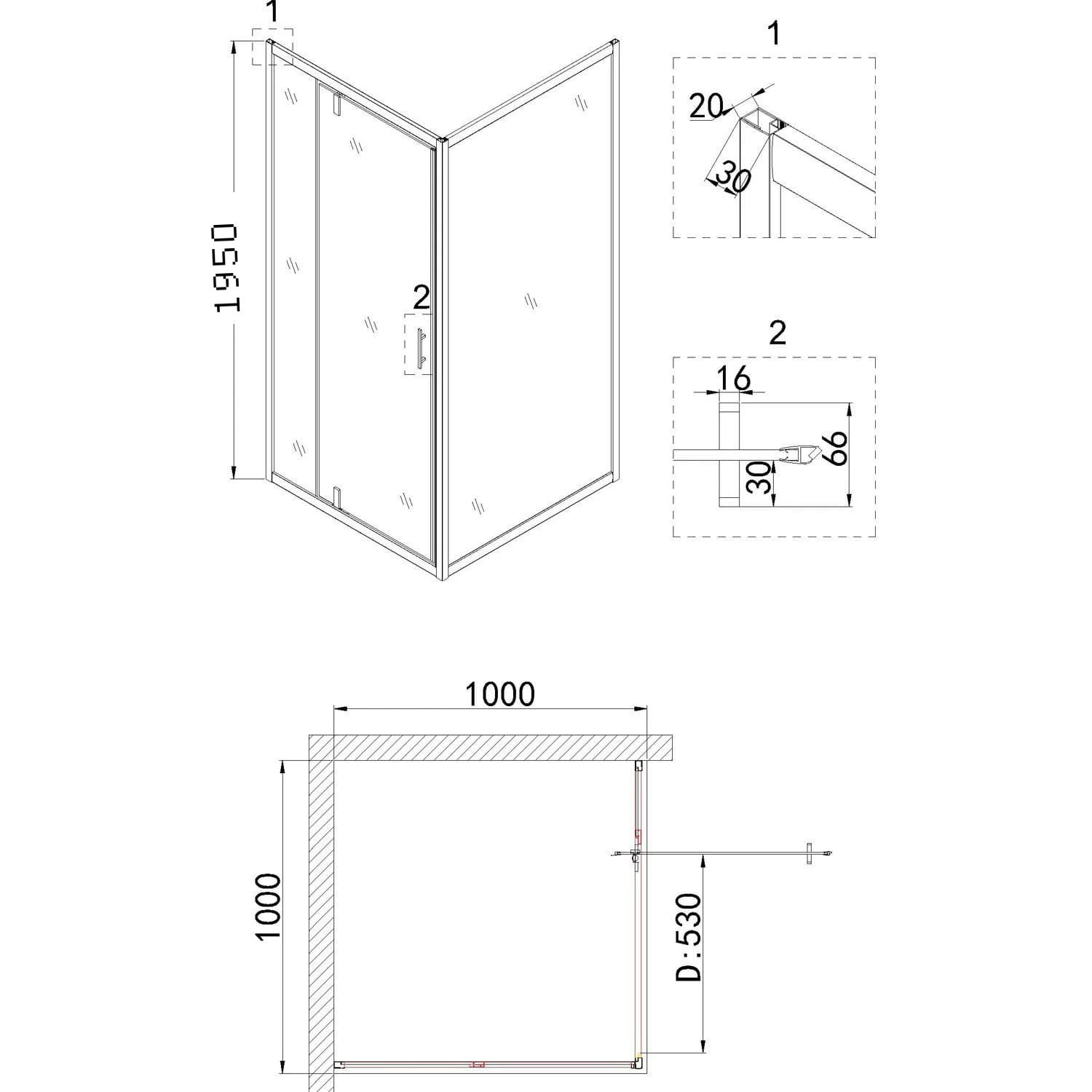 Душевой уголок Niagara Nova NG-43-10AG-A100G 100x100, стекло прозрачное, профиль холодное золото - фото 1