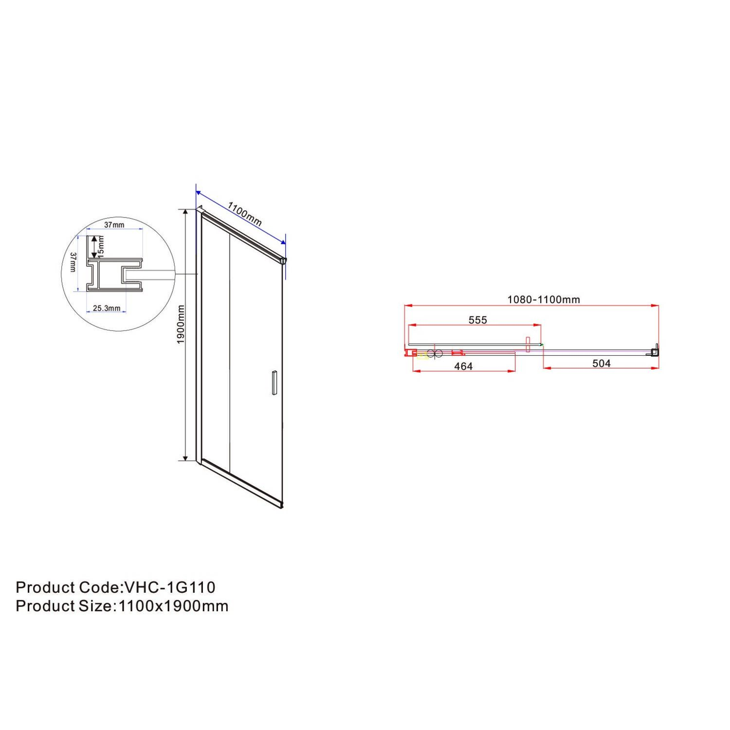 Душевой уголок Vincea Garda VSS-1G 110x110, стекло прозрачное, профиль черный - фото 1