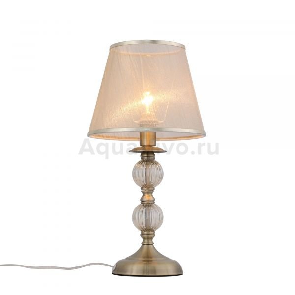 Прикроватная лампа ST Luce Grazia SL185.304.01, арматура металл / стекло, цвет бронза, коричневый, плафон пластик, цвет бежевый, бронза