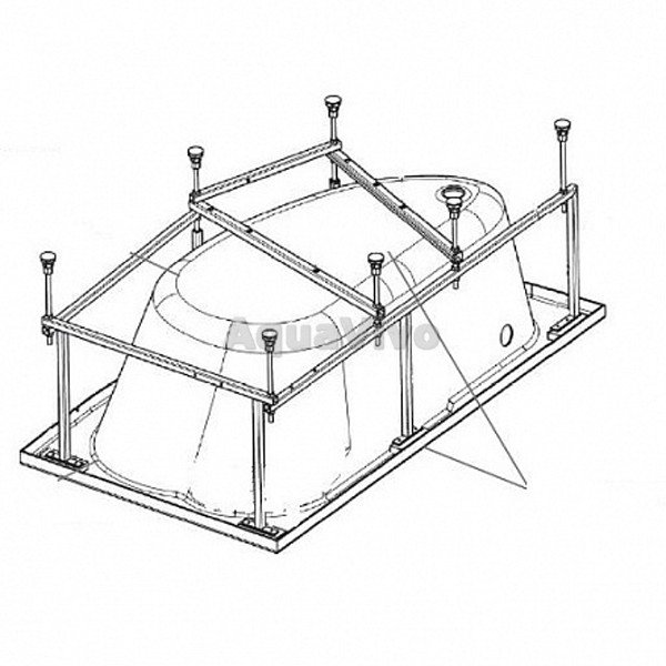 Монтажный комплект для ванны Roca Welna 160x100 (каркас, крепление к стене, крепление к фронтальной панели, слив-перелив WIRQUIN полуавтомат)