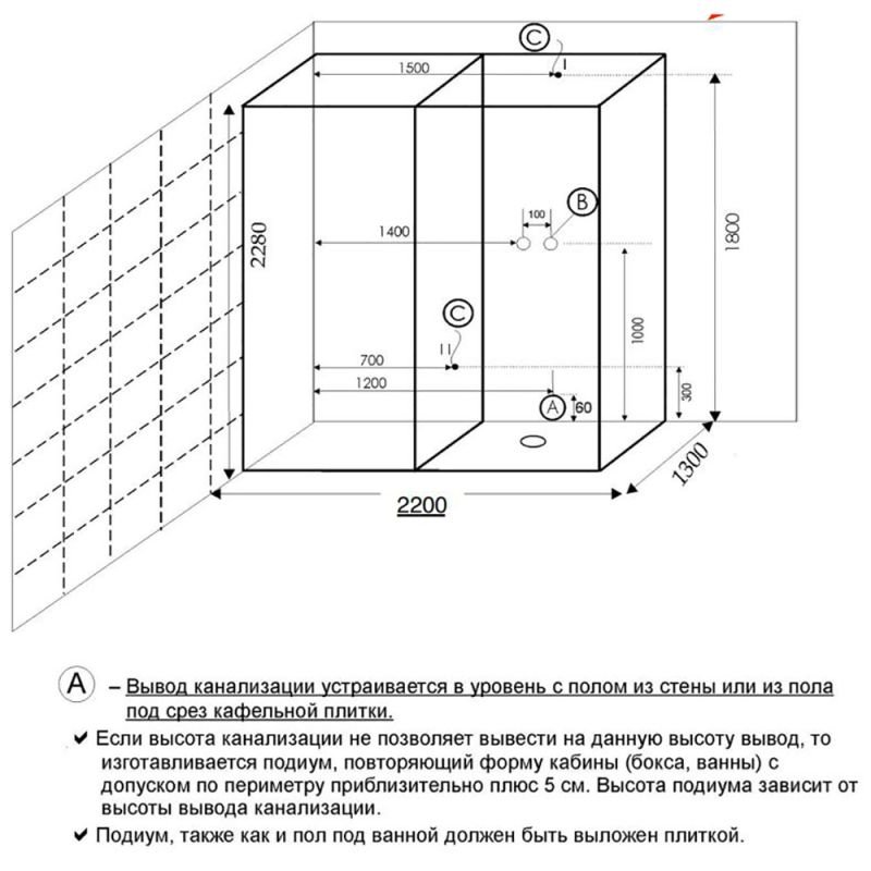 Душевая кабина Frank F921 L 220х130, левая, стекло прозрачное, профиль хром, с сауной