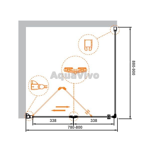 Душевой уголок Cezares ELENA-W-ASH-1-80/90-C-Cr 80х90, стекло прозрачное, профиль хром