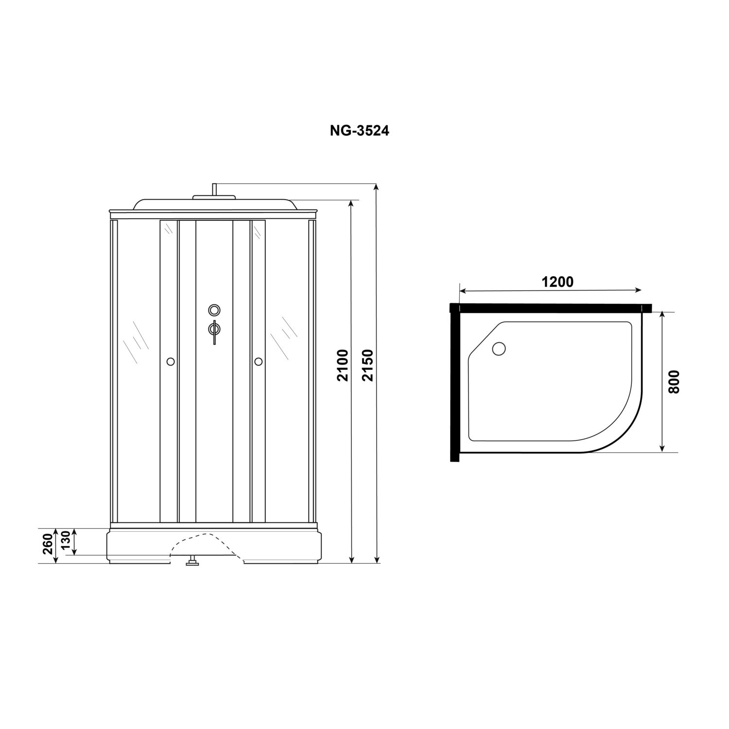 Душевая кабина Niagara Eco E120/80/26L/TN 120х80, левая, стекло тонированное, профиль серебро, с крышей - фото 1