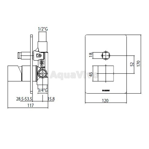 Скрытая часть Bossini Oki /Cube New Z00005000 для смесителя - фото 1