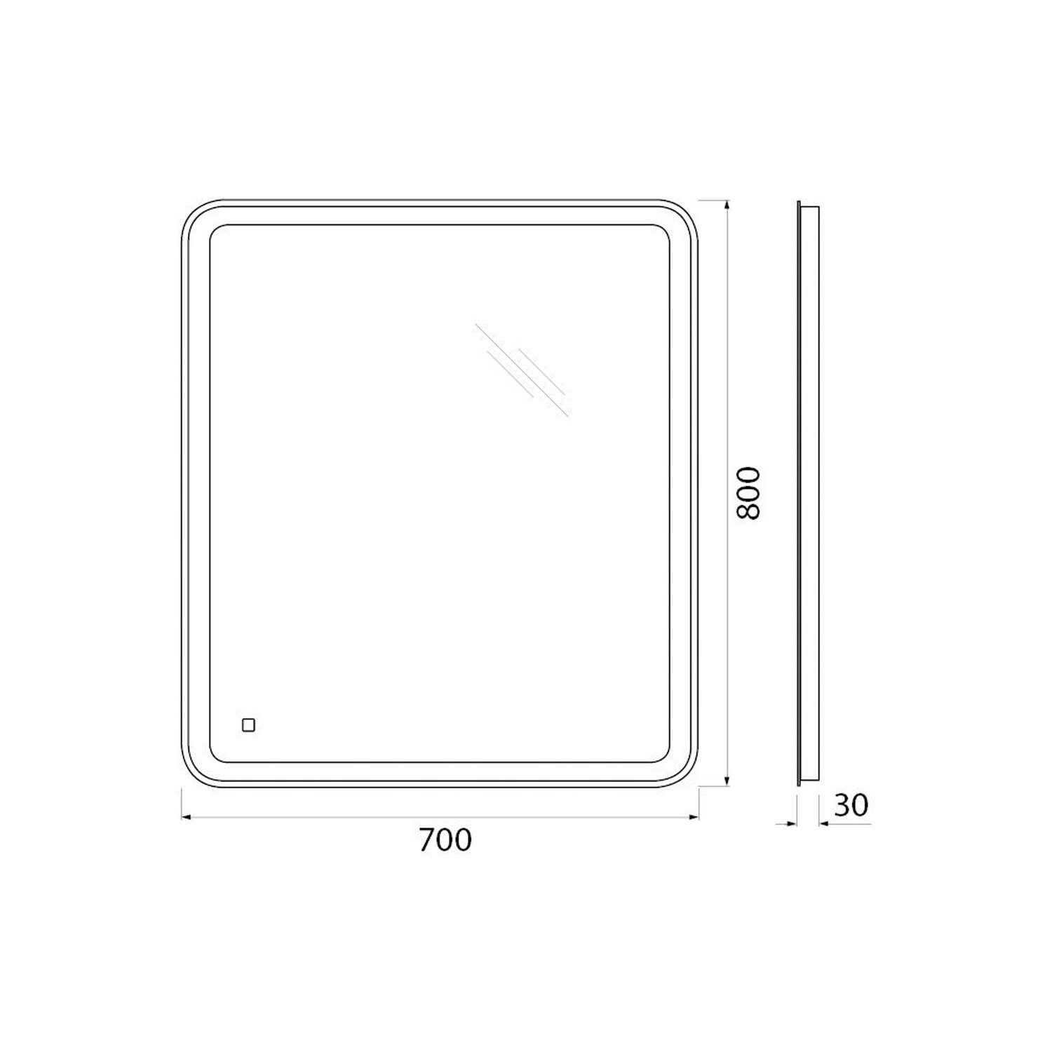 Зеркало BelBagno Marino SPC-MAR-700-800-LED-TCH-WARM 70x80, с подсветкой, функцией антизапотевания, диммером и сенсорным выключателем 