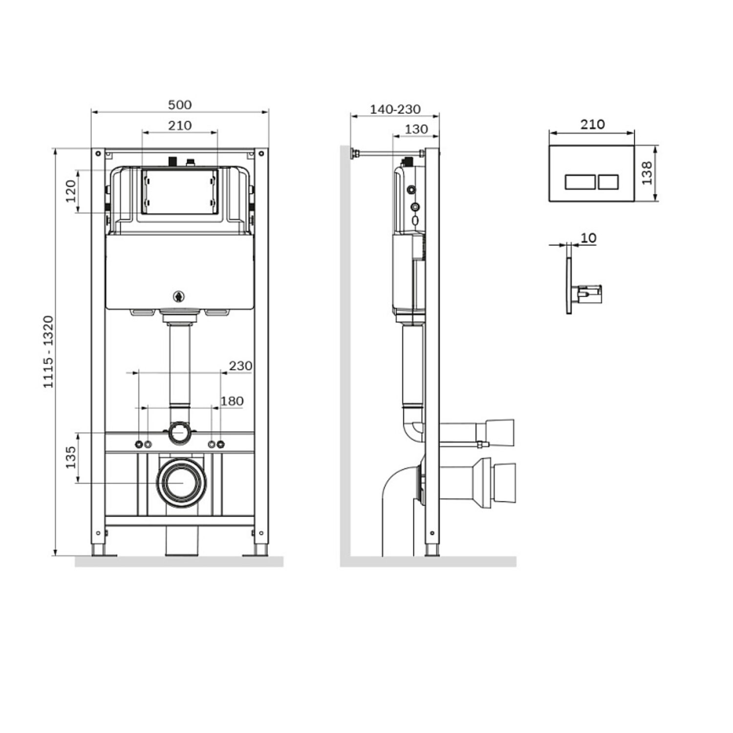 Инсталляция AM.PM Pro I012704.7051 для подвесного унитаза, с кнопкой смыва Pro S хром глянец - фото 1