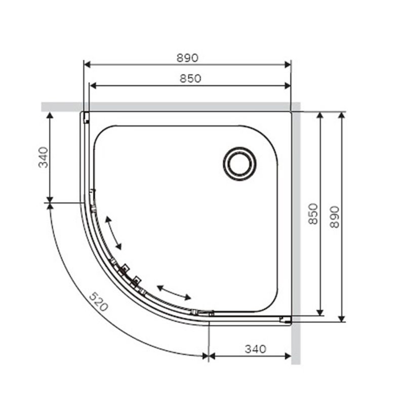 Душевой уголок AM.PM Gem Rond 90x90, стекло прозрачное, профиль черный матовый