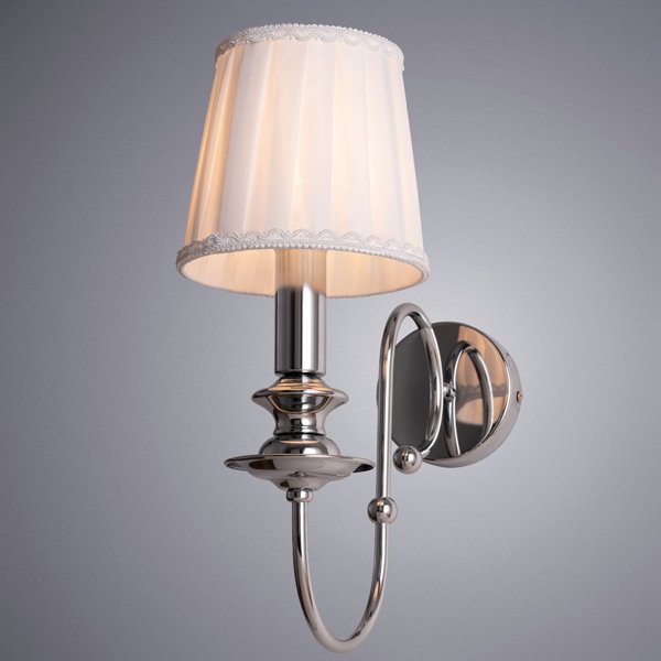 Бра Arte Lamp Molly A1316AP-1CC, арматура хром, плафон ткань белая, 15х37 см - фото 1