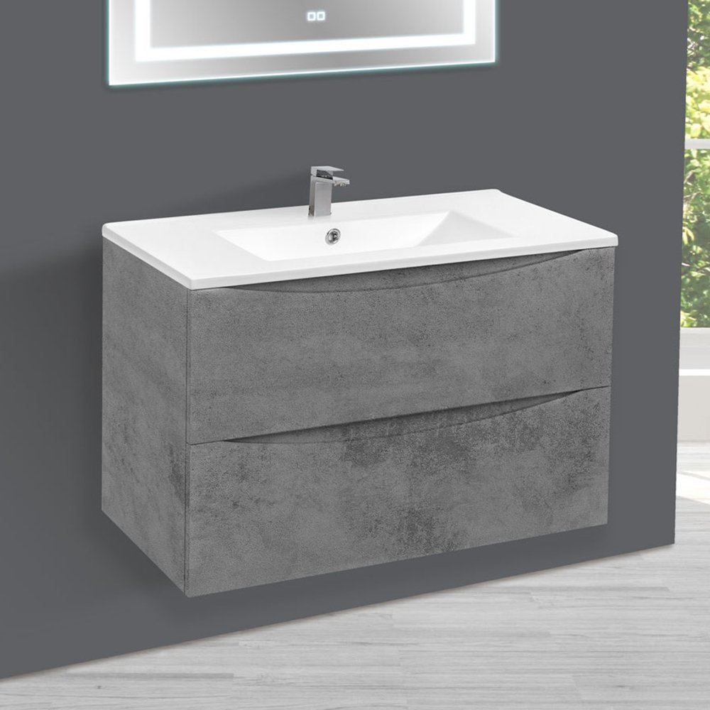 Мебель для ванной Vincea Mia 75, с 2 ящиками, цвет бетон - фото 1