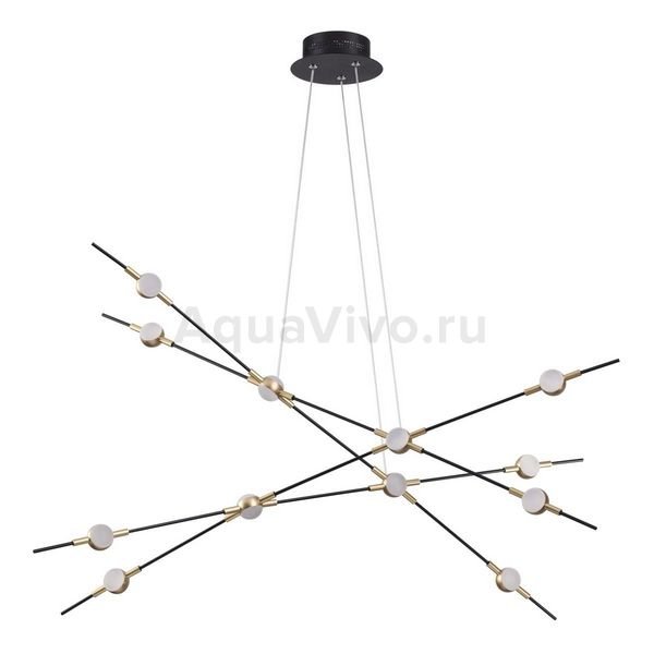 Подвесная люстра Odeon Light Costella 3906/48L, арматура цвет золото/черный, плафон/абажур акрил, цвет белый