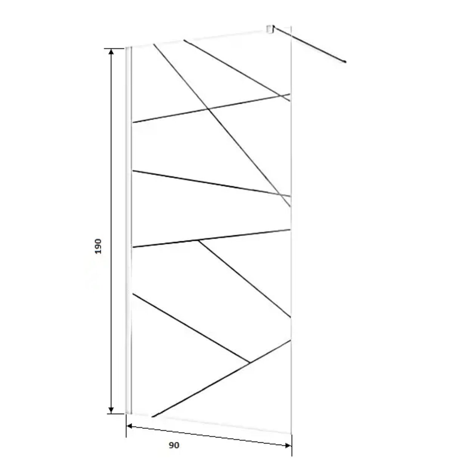 Душевая перегородка CeruttiSPA Pick T90 90x190, стекло прозрачное с матовым узором, профиль хром - фото 1