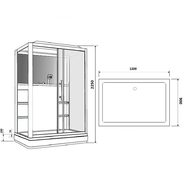 Душевая кабина Grossman GR-127R 90x120, стекло прозрачное, профиль белый, правая, с гидромассажем