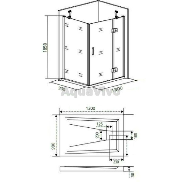 Душевой уголок Good Door Saturn WTW+SP-C-CH-R 130x90, стекло прозрачное, профиль хром, правый - фото 1