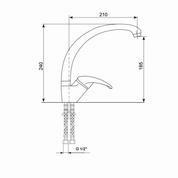 Смеситель Mixline ML-GS02-343 для кухни, цвет антрацит - фото 1