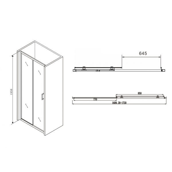 Душевая дверь Abber Schwarzer Diamant AG30170B 170x195, стекло прозрачное, профиль черный