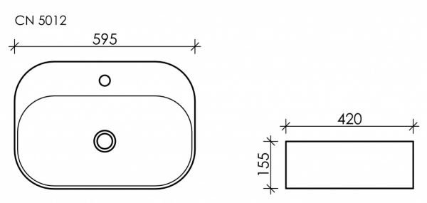 Раковина Ceramica Nova Element CN5012 накладная, 60x42 см, цвет белый - фото 1