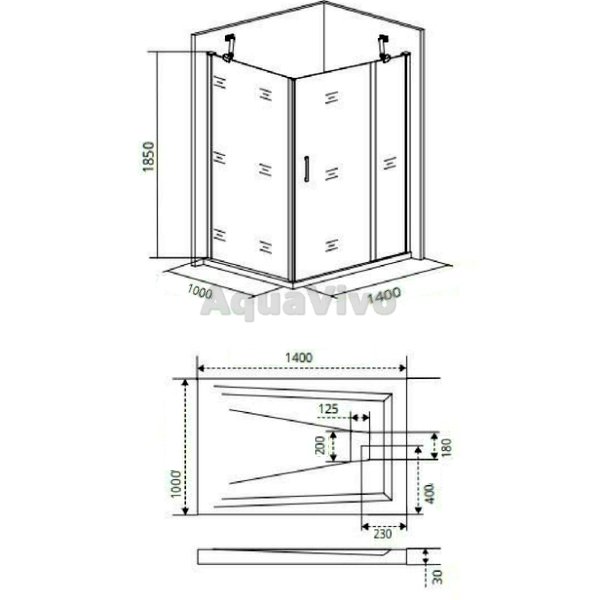 Душевой уголок Good Door Mokka WTW+SP-C-WE 140x100, стекло прозрачное, профиль белый - фото 1