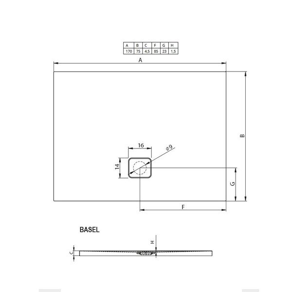 Поддон для душа Riho Basel 423 170x75, акриловый, цвет белый