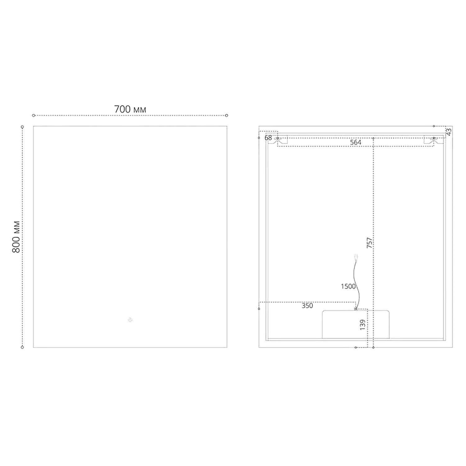 Зеркало Grossman Pragma Norma Black 70x80, с подсветкой, диммером и функцией антизапотевания, цвет черный - фото 1