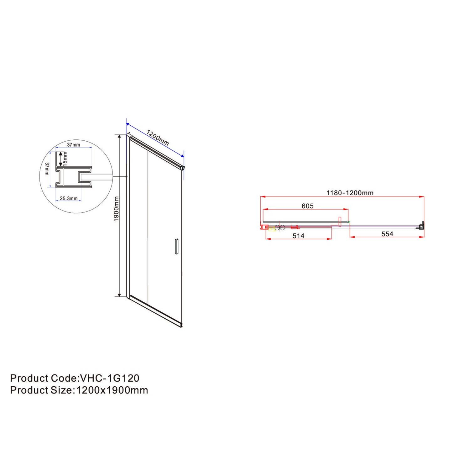 Душевой уголок Vincea Garda VSS-1G 120x110, стекло прозрачное, профиль черный - фото 1