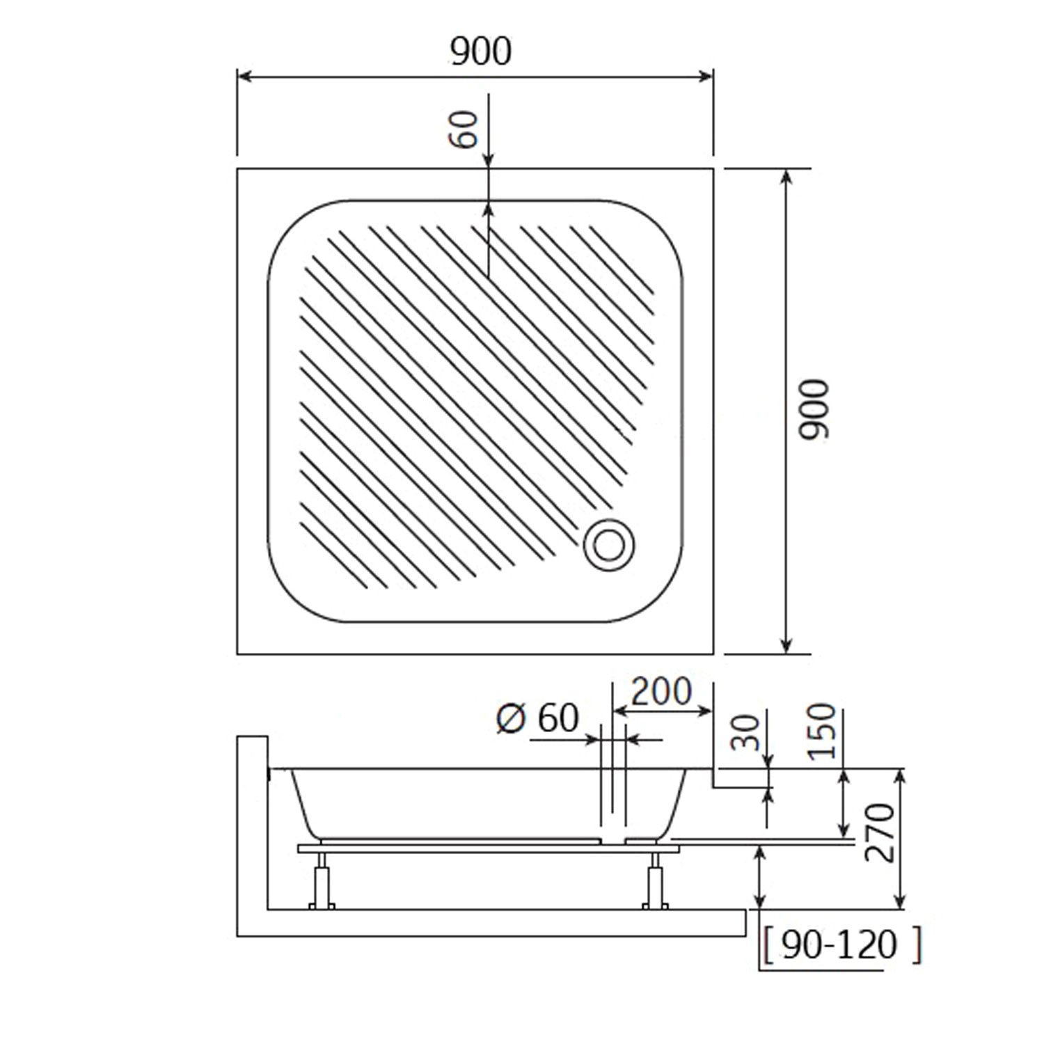 Поддон для душа RGW Acryl B/CL-S-A 90x90, акриловый, цвет белый - фото 1