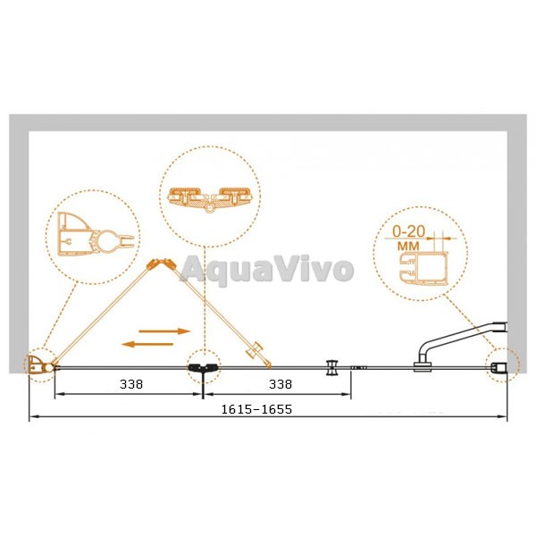 Душевая дверь Cezares ELENA-W-BS-13-90+40/40-C-Cr 163, стекло прозрачное, профиль хром