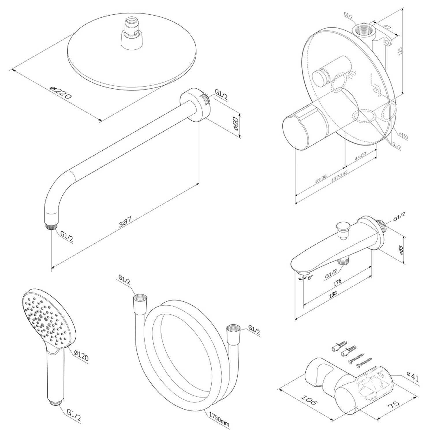 Душевой комплект AM.PM X-Joy FP85A10020 TouchReel, встраиваемый, цвет хром