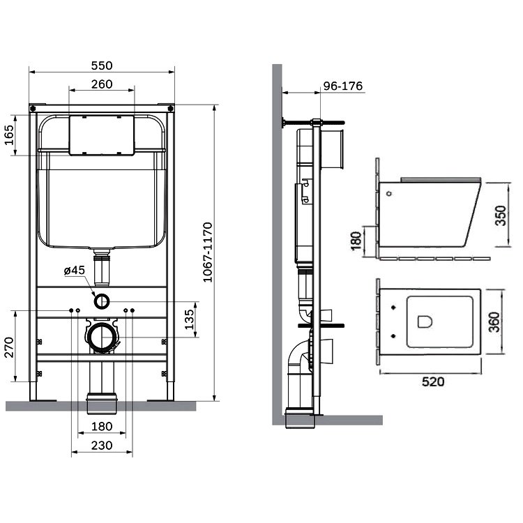 Комплект SantiLine SL-5004MB + SL-04 подвесного унитаза с сиденьем микролифт и инсталляции с черной кнопкой - фото 1