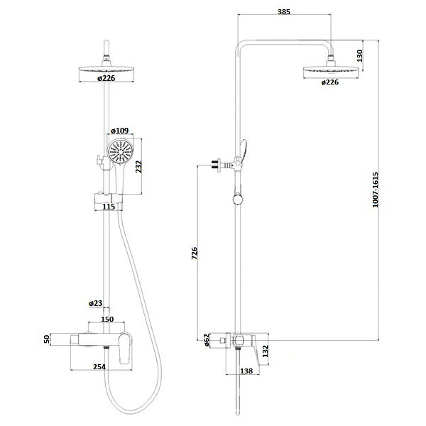 Душевая стойка Lemark Bronx LM3760GM, с верхним душем, смесителем, цвет графит - фото 1