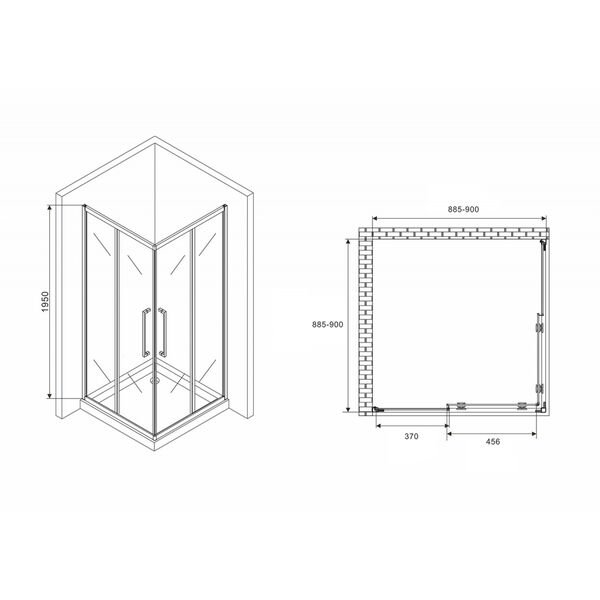 Душевой уголок Abber Schwarzer Diamant AG02090H 90x90, стекло прозрачное, профиль хром