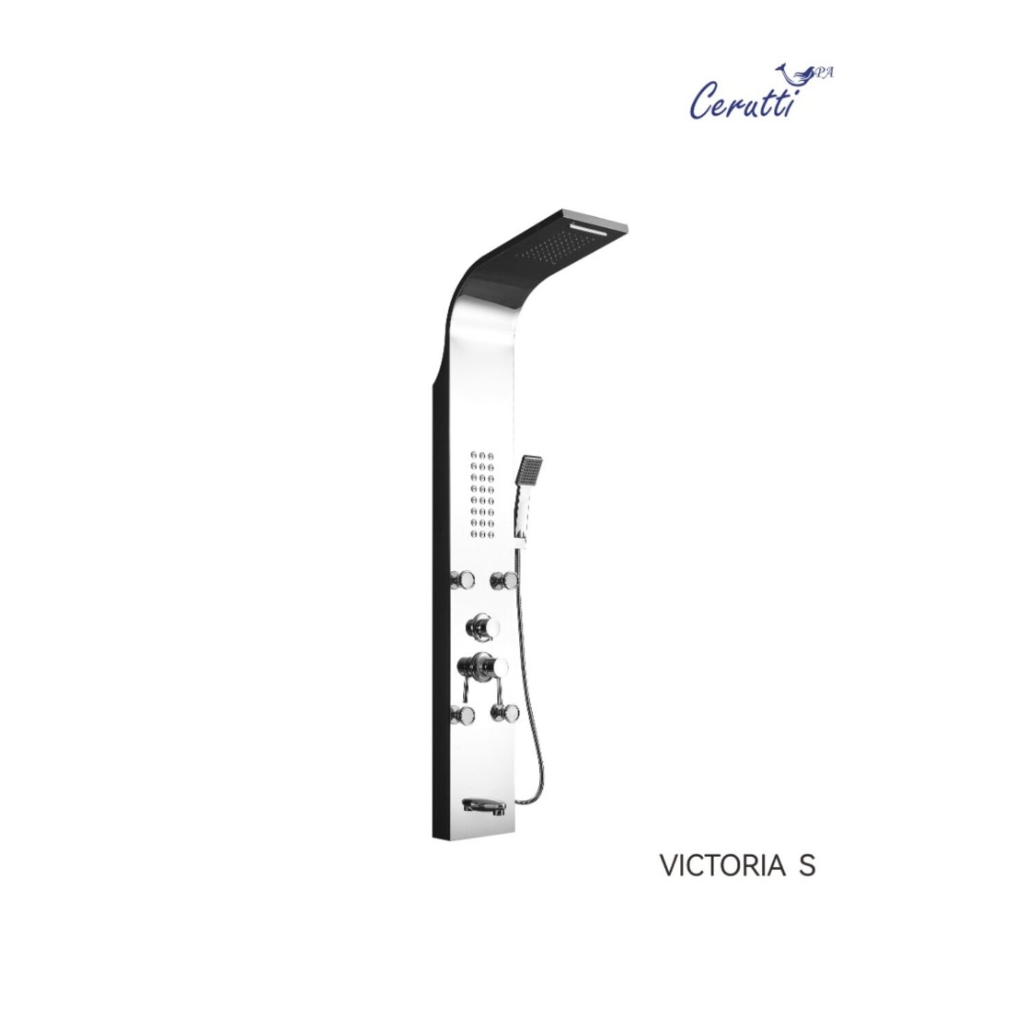 Душевая панель CeruttiSPA Victoria S CT9976, с гидромассажем, цвет серебро